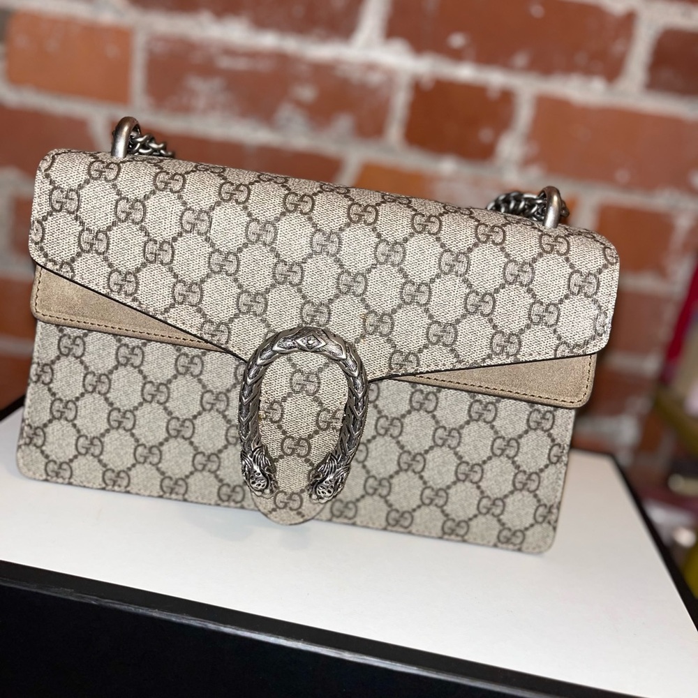 Gucci Beige GG Medium Supreme Dionysus Shoulder Bag